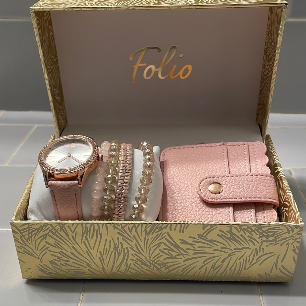 Pink Watch and ID/Credit Card Holder Set, Brand New in box